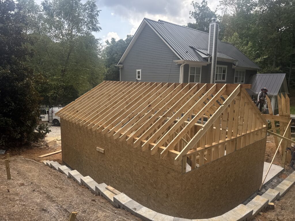 Image of detached garage being built